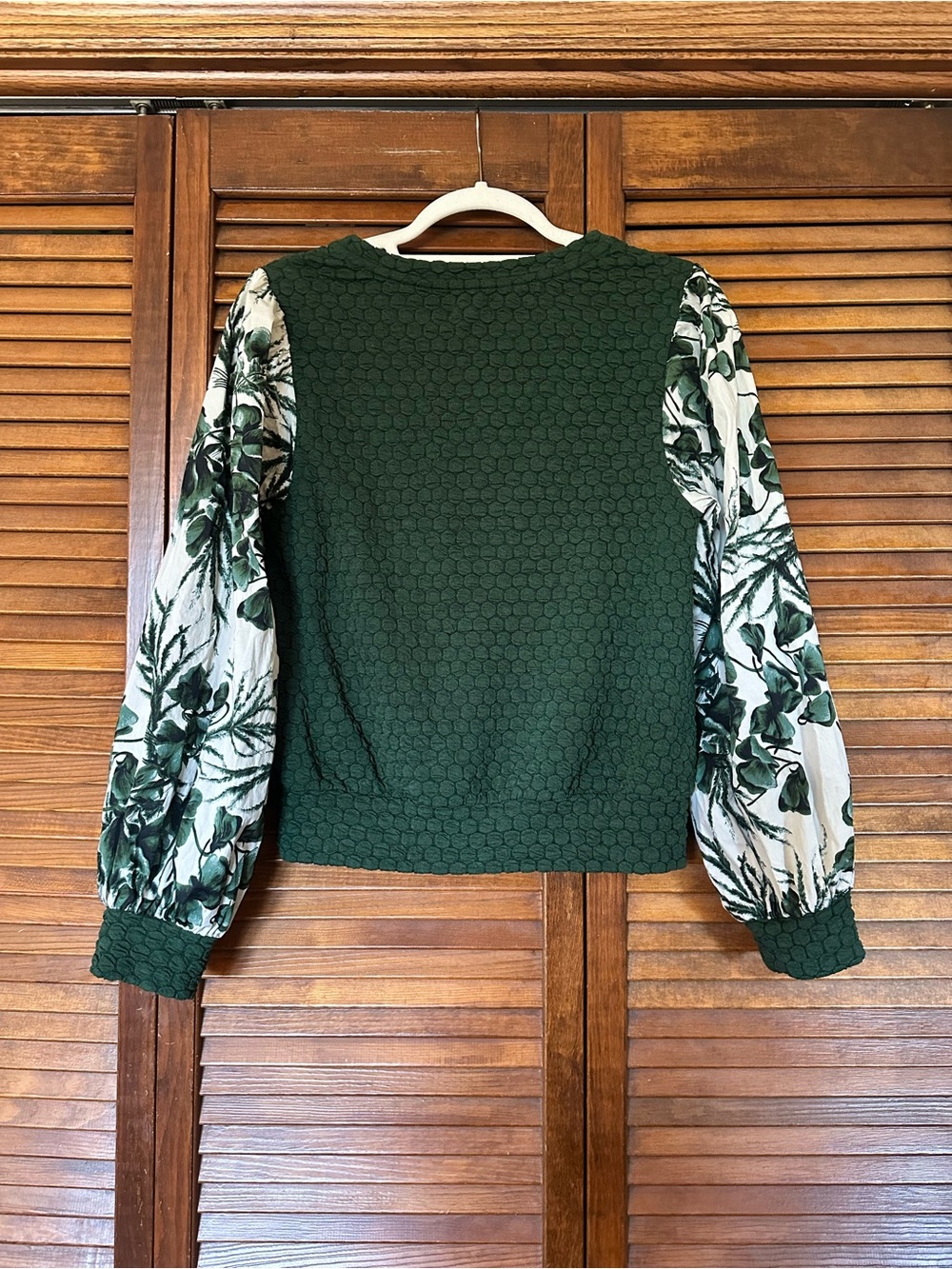 Porridge by Anthropologie textured sweatshirt in green and white size XS - Picture 8 of 11